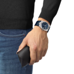 ⁦ساعة تيسو PRX أوتوماتيك – 40 ملم (أزرق خلية نحل – سوار جلد) | Tissot PRX Powermatic 80 Automatic – 40mm Blue Honeycomb Leather⁩ - الصورة ⁦5⁩