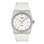 ساعة تيسو PRX كوارتز – 40 ملم (أبيض – سوار مطاط) | Tissot PRX Quartz – 40mm White Rubber