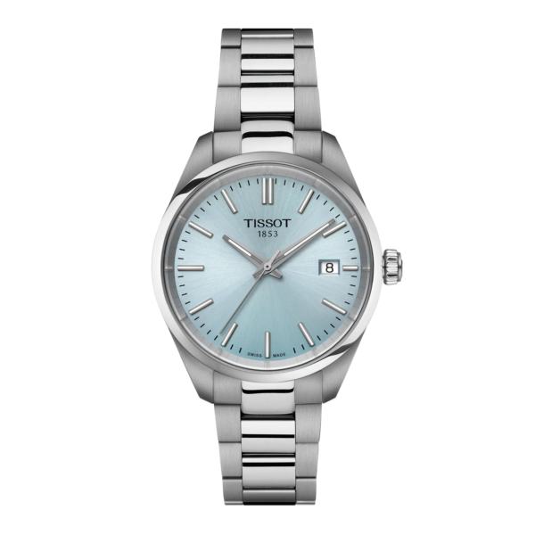 ساعة تيسو PR 100 كوارتز – 34 ملم (أزرق ثلجي) | Tissot PR 100 Quartz – 34mm Ice Blue