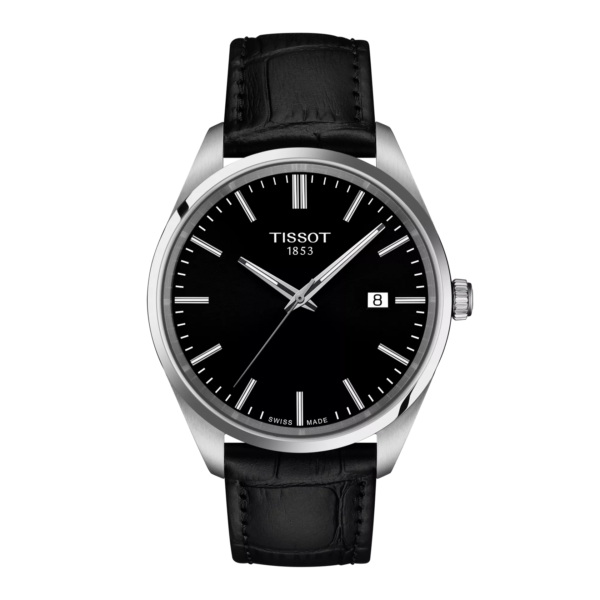 ساعة تيسو PR 100 كوارتز – 40 ملم (أسود – سوار جلد) | Tissot PR 100 Quartz – 40mm Black Leather