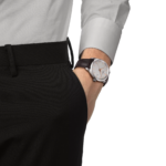 ساعة تيسو PR 100 كوارتز – 40 ملم (فضي – سوار جلد) | Tissot PR 100 Quartz – 40mm Silver Leather
