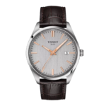 ساعة تيسو PR 100 كوارتز – 40 ملم (فضي – سوار جلد) | Tissot PR 100 Quartz – 40mm Silver Leather