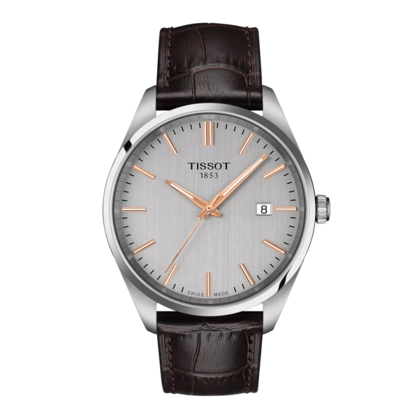 ساعة تيسو PR 100 كوارتز – 40 ملم (فضي – سوار جلد) | Tissot PR 100 Quartz – 40mm Silver Leather