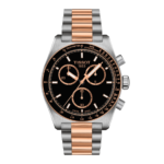 ساعة تيسو PR516 كرونوغراف كوارتز – 40 ملم (أسود × روز غولد) | Tissot PR516 Chronograph Quartz – 40mm Black & Rose Gold