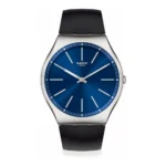ساعة سواتش سكين فورمال بلو 42 – Swatch SKIN FORMAL BLUE 42 SS07S125 ساعة جلد ستانلس ستيل نحيفة كوارتز