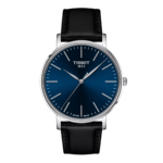 ساعة تيسو إيفريتايم كوارتز – 40 ملم (أزرق – سوار جلد) | Tissot Everytime Quartz – 40mm Blue Leather