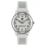 ساعة أديداس أوريجينالز كود ثري سيليكون أبيض للرجال والنساء – Adidas Originals Code Three AOSY23033 Unisex White Silicone Watch