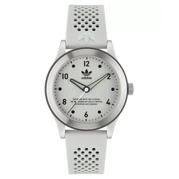 ساعة أديداس أوريجينالز كود ثري سيليكون أبيض للرجال والنساء – Adidas Originals Code Three AOSY23033 Unisex White Silicone Watch