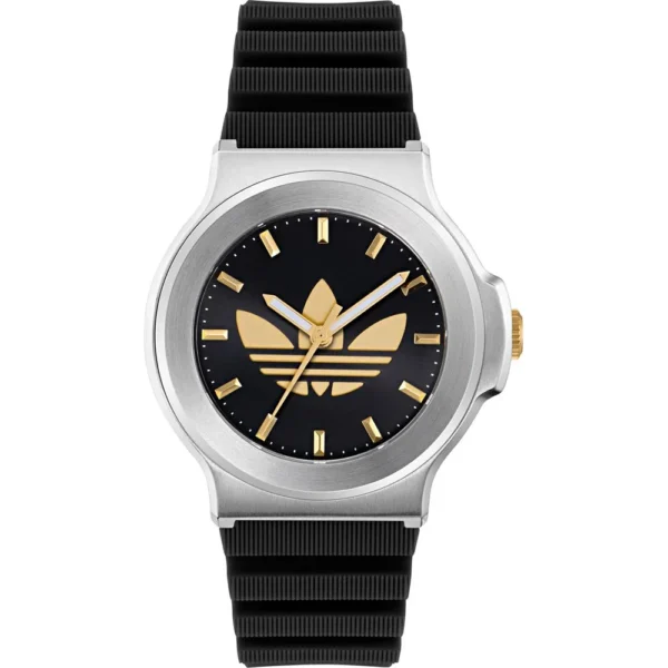 ساعة أديداس Expression Three للجنسين Adidas Expression Three Unisex Watch قرص أسود عقارب ذهبية AOFH25503