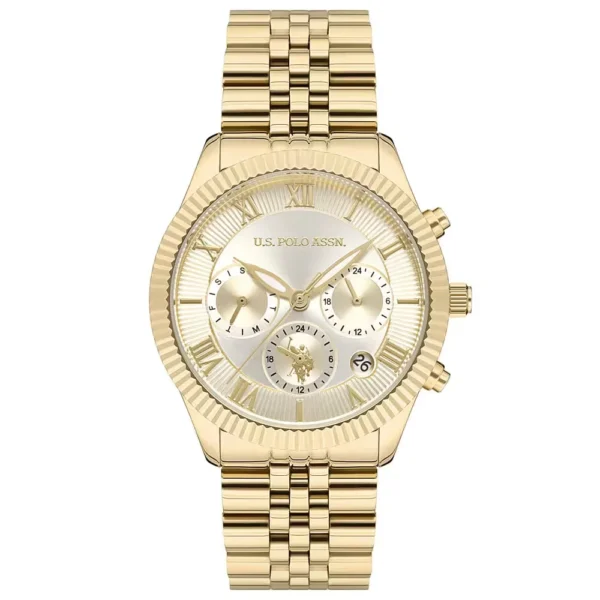 ساعة نسائية رياضية ذهبية USPA2040-04 – U.S. Polo Assn. Sport Quartz Watch 38mm Gold Dial