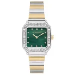 ساعة نسائية فاخرة USPA2100-04 – U.S. Polo Assn. Dress Quartz Watch 28x34mm Green Dial Gold & Grey