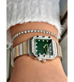 ساعة نسائية فاخرة USPA2100-04 – U.S. Polo Assn. Dress Quartz Watch 28x34mm Green Dial Gold & Grey