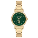 ساعة نسائية كلاسيكية ذهبية USPA2070-04 – U.S. Polo Assn. Classic Quartz Watch 32mm Green Dial Gold