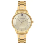 ساعة نسائية كلاسيكية ذهبية USPA2095-03 – U.S. Polo Assn. Classic Quartz Watch 36mm Gold Dial & Strap