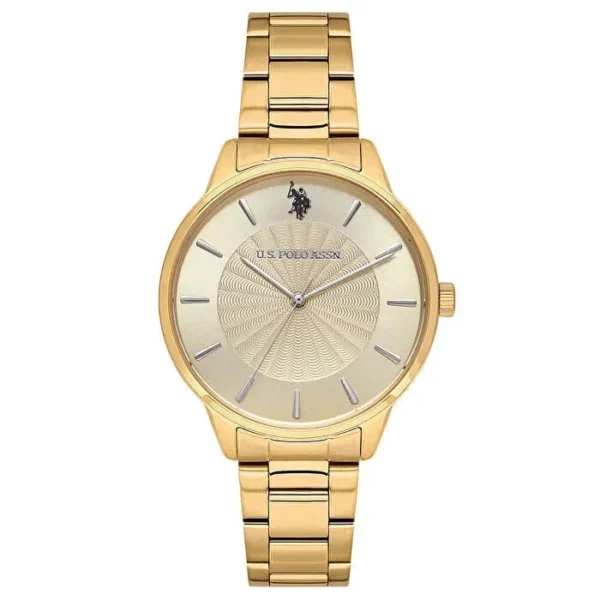 ساعة نسائية كلاسيكية ذهبية USPA2095-03 – U.S. Polo Assn. Classic Quartz Watch 36mm Gold Dial & Strap