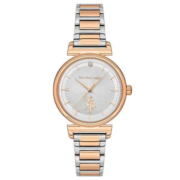 ساعة نسائية كلاسيكية روز جولد USPA2070-07 – U.S. Polo Assn. Classic Quartz Watch 32mm Grey Dial Rose Gold