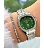 ساعة نسائية كلاسيكية مرصعة USPA2088-02 – U.S. Polo Assn. Classic Quartz Watch 32x39mm Green Dial Metallic Gray