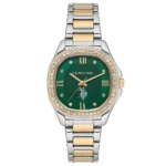 ساعة نسائية كلاسيكية مرصعة USPA2088-04 – U.S. Polo Assn. Classic Quartz Watch 32x39mm Green Dial Gold & Grey