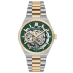 ساعة يو إس بولو أسن. أوتوماتيك – U.S. Polo Assn. Automatic Watch USPA1115-01 – كلاسيكية، ذهبية وفضية مع ميناء أخضر متعدد الألوان
