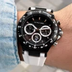 ساعة يو إس بولو أسيـن USPA1076-03 رجالية رياضية – U.S. Polo Assn. Men’s Sport Watch Black Dial White Silicone Strap