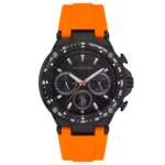 ساعة يو إس بولو أسيـن USPA1076-07 رجالية رياضية – U.S. Polo Assn. Men’s Sport Watch 44mm Black Dial Orange Silicone Strap