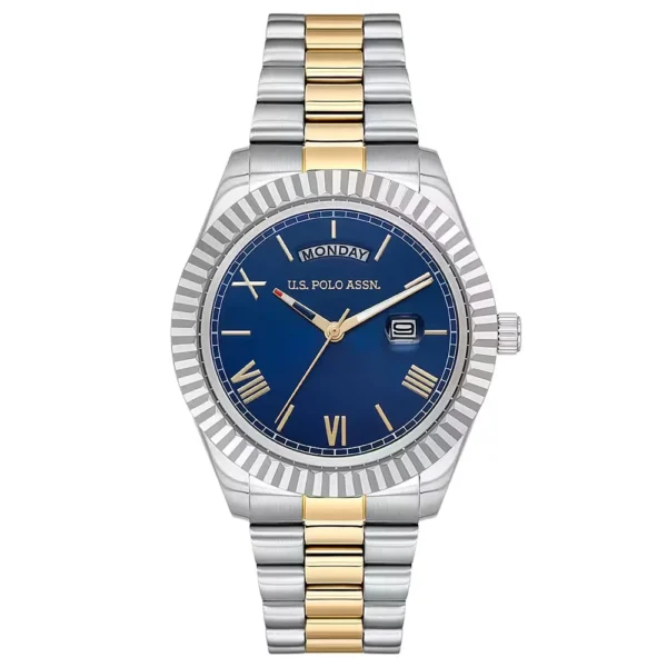 ساعة يو إس بولو أسيـن USPA1100B-06 رجالية كلاسيكية – U.S. Polo Assn. Men’s Classic Watch 42mm Navy Blue Dial Two-Tone Steel