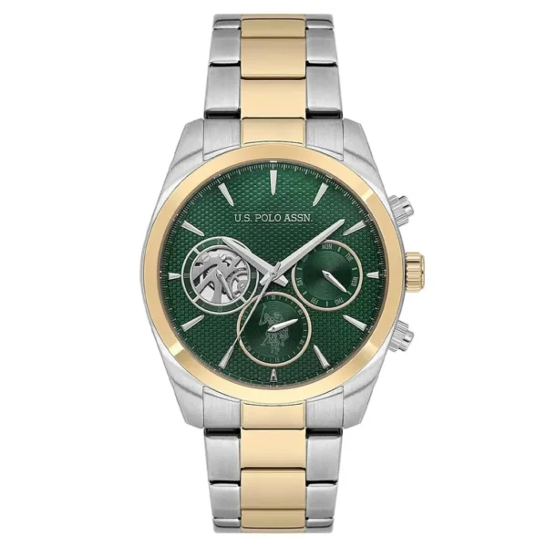 ساعة يو إس بولو أسيـن USPA1104-04 رجالية كلاسيكية – U.S. Polo Assn. Men’s Classic Watch 42mm Green Dial Two-Tone Steel