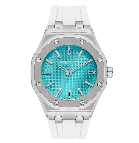 ساعة يو إس بولو أسيـن USPA1106-06 رجالية رياضية – U.S. Polo Assn. Men’s Sport Watch 42mm Blue Dial White Silicone