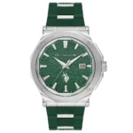 ساعة يو إس بولو أسيـن USPA1107-03 رجالية رياضية – U.S. Polo Assn. Men’s Sport Watch 43mm Green Dial Green Silicone
