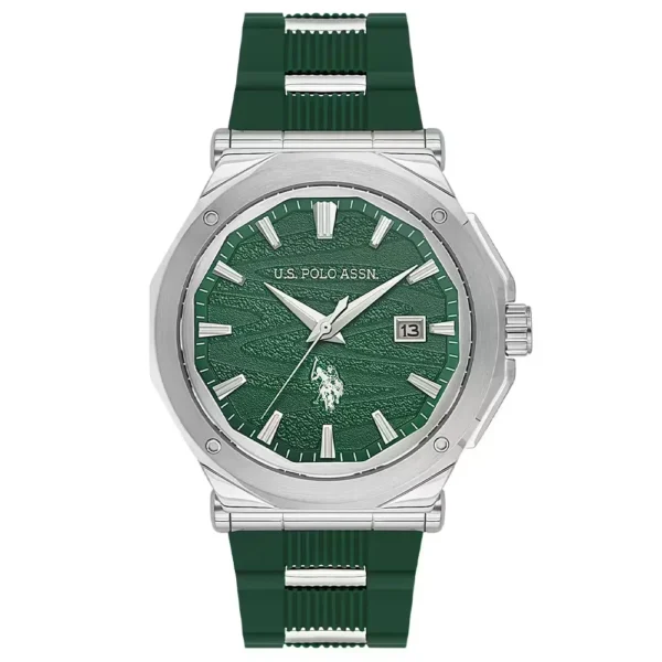 ساعة يو إس بولو أسيـن USPA1107-03 رجالية رياضية – U.S. Polo Assn. Men’s Sport Watch 43mm Green Dial Green Silicone