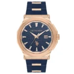 ساعة يو إس بولو أسيـن USPA1107-05 رجالية رياضية – U.S. Polo Assn. Men’s Sport Watch 43mm Blue Dial Rose Gold Case