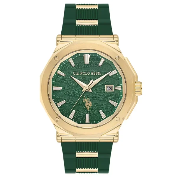 ساعة يو إس بولو أسيـن USPA1107-06 رجالية رياضية – U.S. Polo Assn. Men’s Sport Watch 43mm Green Dial Gold Case