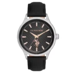 ساعة يو إس بولو USPA1069-03 كلاسيكية جلد أسود 42 ملم – U.S. Polo Assn. Classic 42mm Black Leather