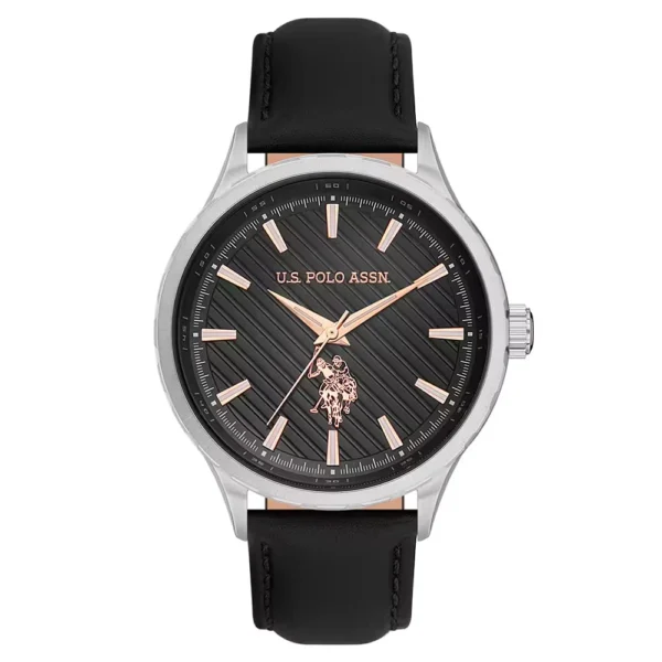 ساعة يو إس بولو USPA1069-03 كلاسيكية جلد أسود 42 ملم – U.S. Polo Assn. Classic 42mm Black Leather