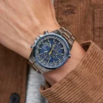 ساعة رجالية فاخرة سيتيزن AT8020-54L إيكو درايف – Citizen Eco-Drive Radio Controlled Chronograph 43mm Blue Dial