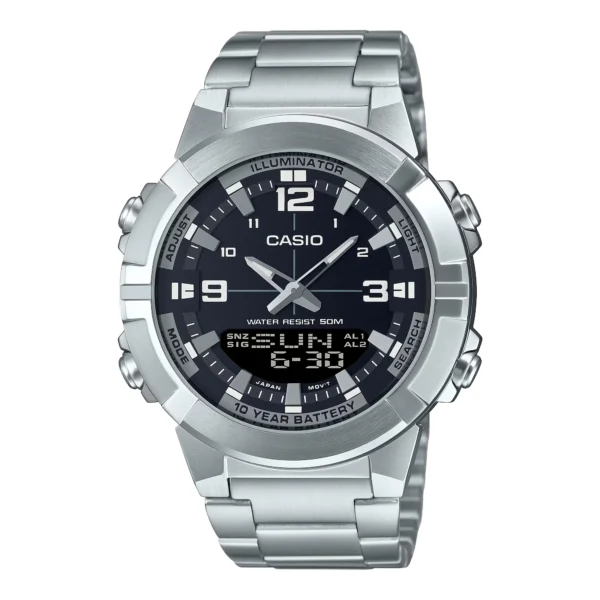 ساعة كاسيو AMW-870D-1AVDF ستانلس ستيل أنالوج ورقمية | Casio AMW-870D-1AVDF Stainless Steel Analog-Digital Watch