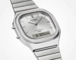 ساعة كاسيو AQ-240E-7ADF أنالوج ورقمية بسوار ستانلس ستيل أبيض | Casio AQ-240E-7ADF Analog-Digital Watch White Stainless Steel Band