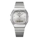 ساعة كاسيو AQ-240E-7ADF أنالوج ورقمية بسوار ستانلس ستيل أبيض | Casio AQ-240E-7ADF Analog-Digital Watch White Stainless Steel Band