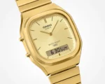 ساعة كاسيو AQ-240EG-9ADF أنالوج ورقمية بسوار ستانلس ستيل مطلي بالذهب | Casio AQ-240EG-9ADF Analog-Digital Gold-Tone Stainless Steel Watch