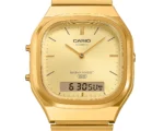 ساعة كاسيو AQ-240EG-9ADF أنالوج ورقمية بسوار ستانلس ستيل مطلي بالذهب | Casio AQ-240EG-9ADF Analog-Digital Gold-Tone Stainless Steel Watch