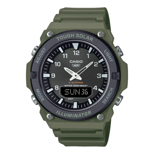 ساعة كاسيو AQ-S820W-3BVDF سولار أنالوج ورقمية بسوار ريزن أخضر | Casio AQ-S820W-3BVDF Solar Analog-Digital Watch Green Resin Band