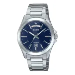 ساعة كاسيو الرجالية الكلاسيكية الزرقاء MTP-1370D-2A2VDF – Casio Blue Dial Classic Stainless Steel Watch
