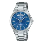 ساعة كاسيو الرجالية الكلاسيكية الزرقاء MTP-1381D-2AVDF – Casio Blue Dial Day-Date Stainless Steel Watch