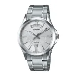 ساعة كاسيو الرجالية الكلاسيكية الفضية MTP-1381D-7AVDF – Casio Silver Dial Day-Date Stainless Steel Watch