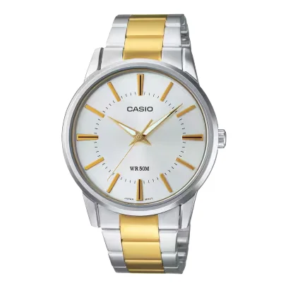 ساعة كاسيو الرجالية الكلاسيكية ثنائية اللون MTP-1303SG-7AVDF – Casio Two-Tone Classic Silver Gold Watch