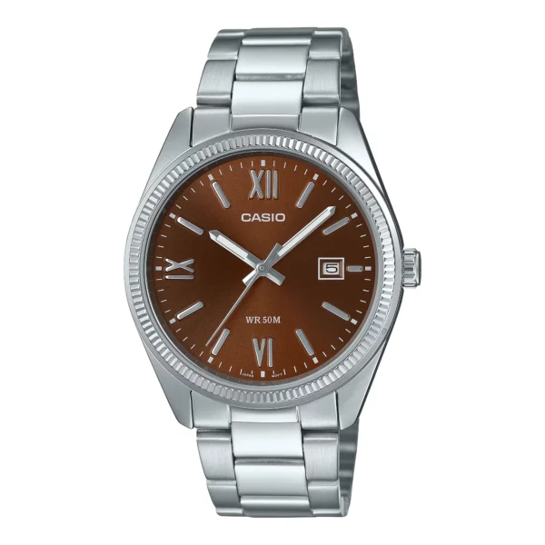 ساعة كاسيو الرجالية الكلاسيكية MTP-1302DD-5AVDF – Casio Classic Stainless Steel Brown Dial Watch