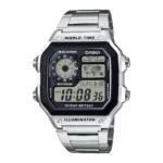 ساعة كاسيو الرقمية AE-1200WHD-1AVDF رجالية بتوقيت عالمي – Casio World Time Digital Watch 100M Stainless Steel