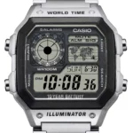 ساعة كاسيو الرقمية AE-1200WHD-1AVDF رجالية بتوقيت عالمي – Casio World Time Digital Watch 100M Stainless Steel