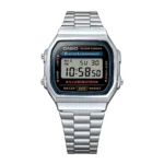 ساعة كاسيو الرقمية الكلاسيكية A168WA-1WDF فضية – Casio Vintage Digital Watch Stainless Steel EL Backlight