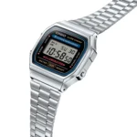 ساعة كاسيو الرقمية الكلاسيكية A168WA-1WDF فضية – Casio Vintage Digital Watch Stainless Steel EL Backlight